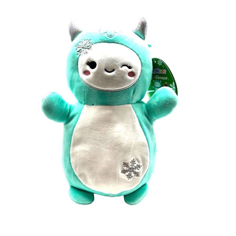 Yollie the Yeti 10” Hug Mee Green Squishmallow with Snowflake Christmas 2023 Plu